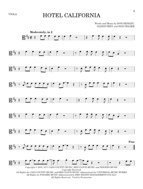 Hotel California - Eagles (Viola Solo)