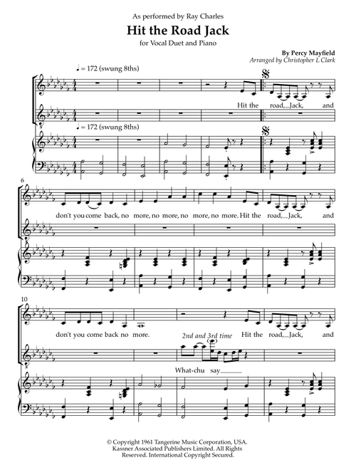 Hit The Road Jack (Arr. Christopher L Clark) - Percy Mayfield (Voice Duet and Piano)