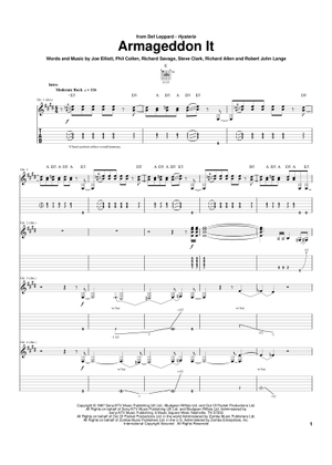 Play Official version of Hysteria sheet music by Def Leppard
