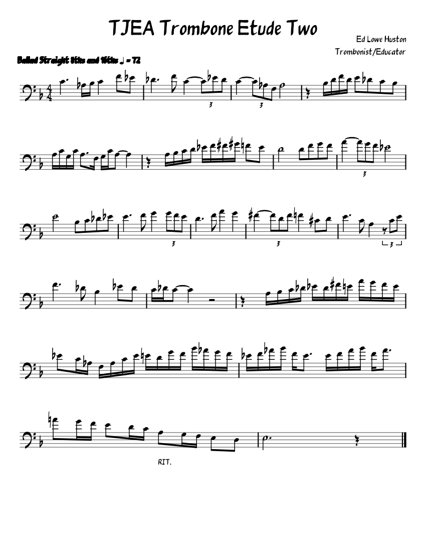 TJEA Trombone Etude Two Sheet music for Trombone (Solo) | Musescore.com