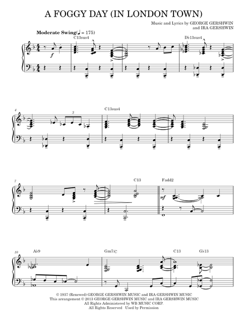 A Foggy Day (In London Town) [Jazz version] (arr. Brent Edstrom) - George Gershwin (Piano Solo)