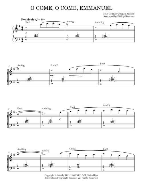 O Come, O Come Emmanuel [Jazz version] (arr. Phillip Keveren) - Traditional Welsh (Piano Solo)