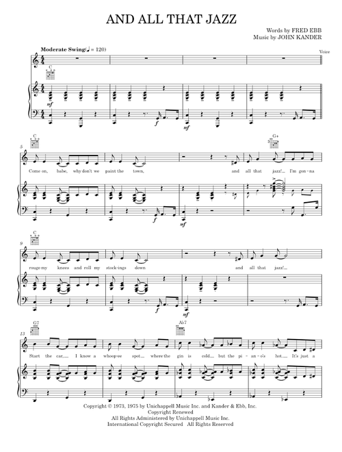 And All That Jazz - Chicago Musical, Kander & Ebb (Piano-Vocal-Guitar)