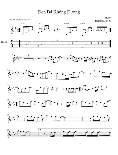 Đen đá không đường sheet music (Arr. JL Acoustic) (Small Ensemble)