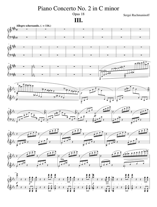 Rachmaninoff - Piano Concerto No. 2 (Op. 18) - 3rd Mvmt - Piano Solo