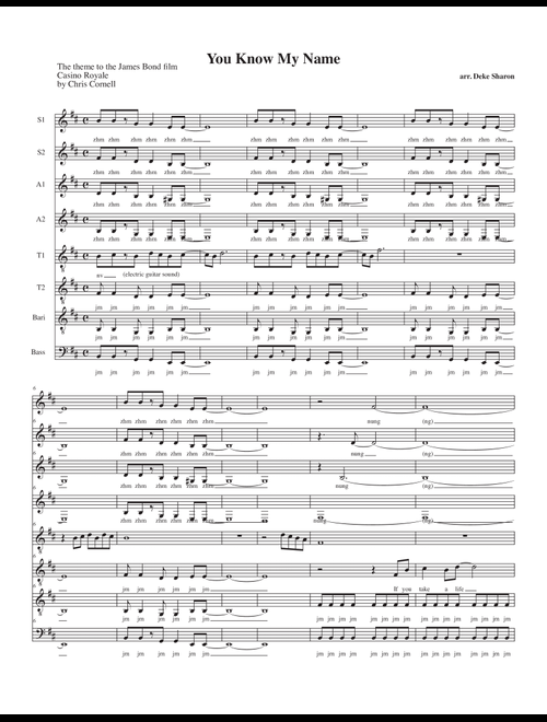 You Know My Name from CASINO ROYALE (Arr. Deke Sharon) - Chris Cornell (Choral, SATB)