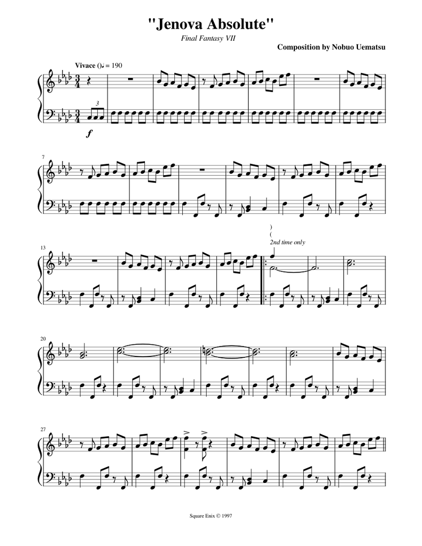jenova absolute ff7 Sheet music for Piano (Solo)