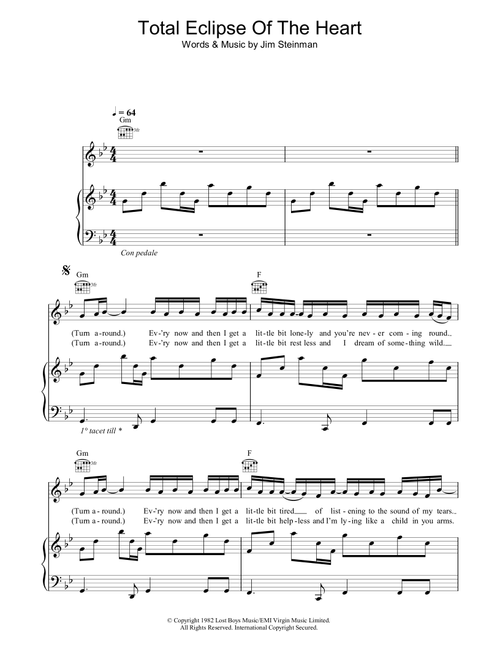 Total Eclipse Of The Heart - Westlife (Piano-Vocal-Guitar (Piano Accompaniment))