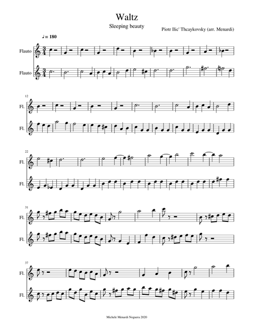 Waltz from Sleeping Beauty by Tchaykovsky - easy flute duet