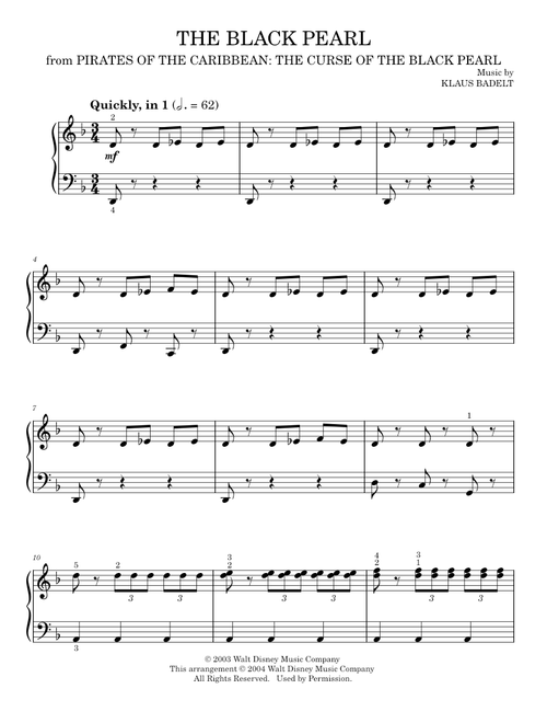 The Black Pearl - Klaus Badelt (Easy Piano)