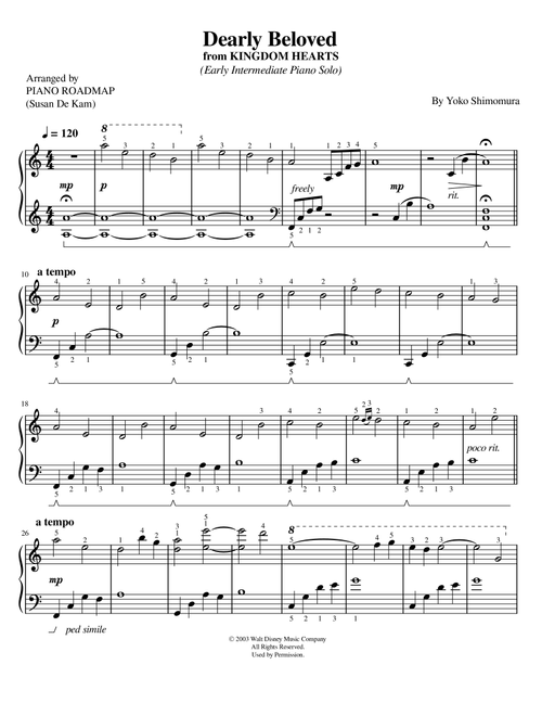 Dearly Beloved (Arr. PIANO ROADMAP (Susan De Kam)) - Yoko Shimomura (Piano Solo)