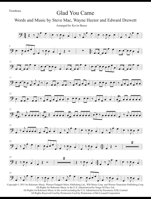 Glad You Came (Arr. Kevin Busse) - The Wanted (Trombone Solo)