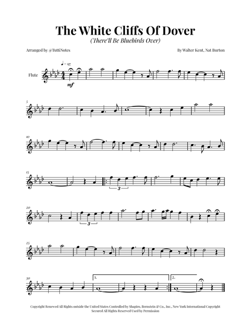(There'll Be Bluebirds Over) The White Cliffs Of Dover (Arr. Glauco Fernandes) - Various (Flute Solo)