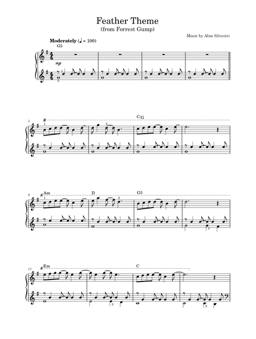 Forrest Gump - Main Title (Feather Theme) - Alan Silvestri (Piano Solo)