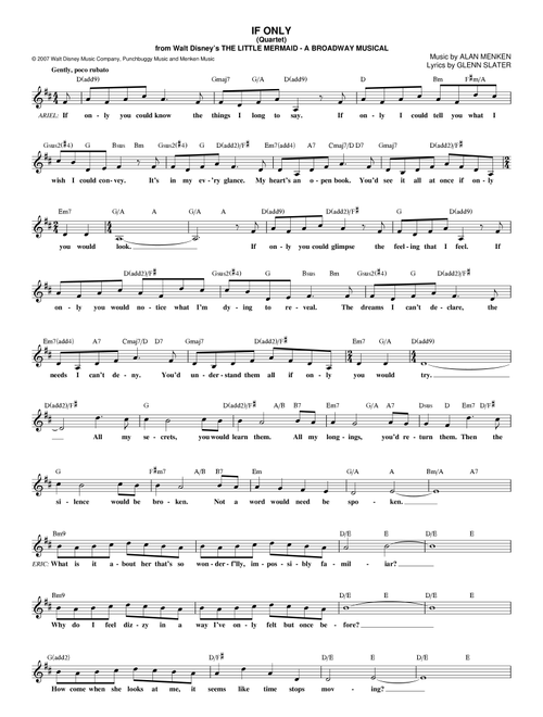 If Only (Quartet) - Alan Menken, The Little Mermaid (Musical) (Lead Sheet - Fake Book)