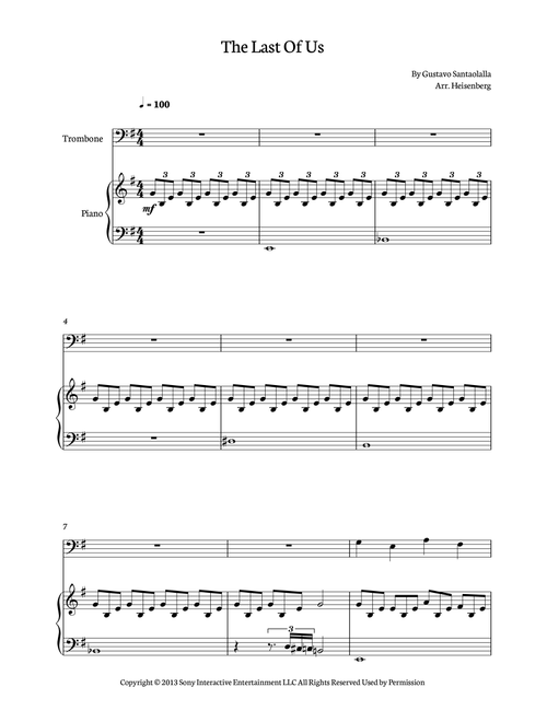 The Last Of Us (Arr. Heisenberg) - Gustavo Santaolalla (Trombone and Piano)