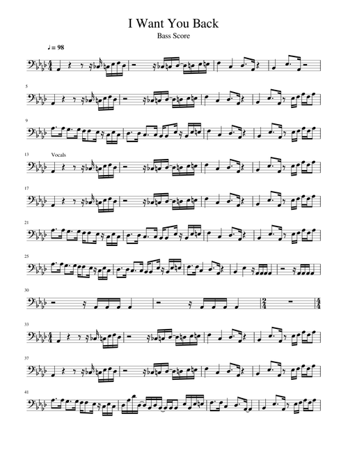 Jackson 5 - I Want You Back - Bass Score