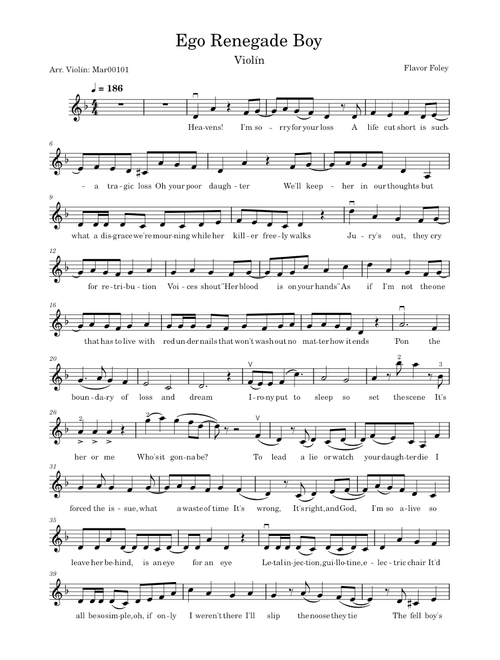 Ego Renegade Boy – Violin Arrangement