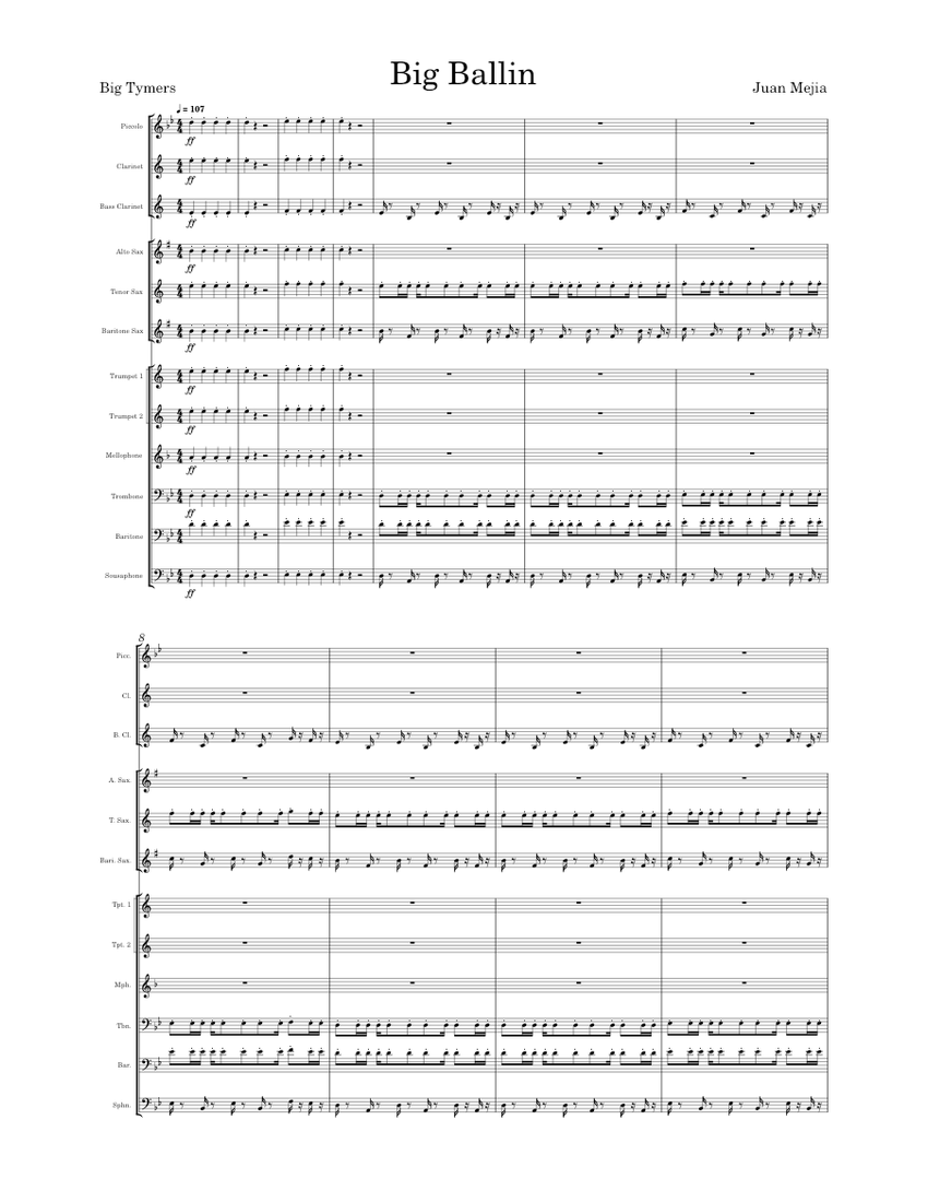 Big Ballin' Big Tymers Sheet music for Trombone, Flute piccolo