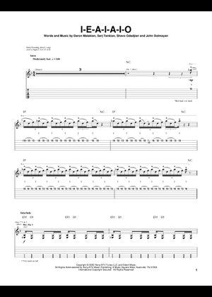 Play Official version of Hypnotize Sheet Music by System of