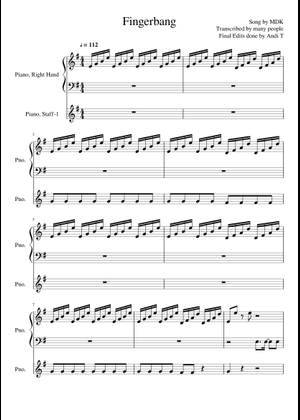 geometry dash - Fingerdash Sheet Music for Piano (Piano Duo ...