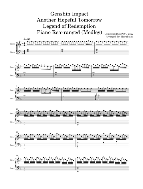 Genshin Impact - Another Hopeful Tomorrow / Legend of Redemption - Piano Medley