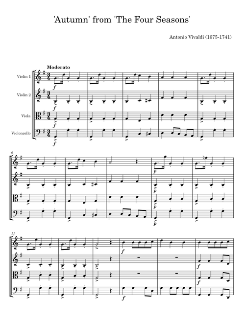 Autumn from The Four Seasons - Antonio Vivaldi
