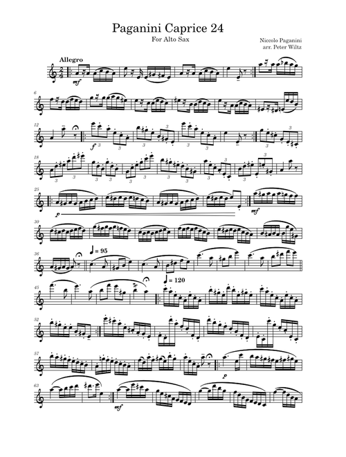 Caprice 24 – Niccolò Paganini Paganini Caprice 24 for Alto Sax (slightly easier)