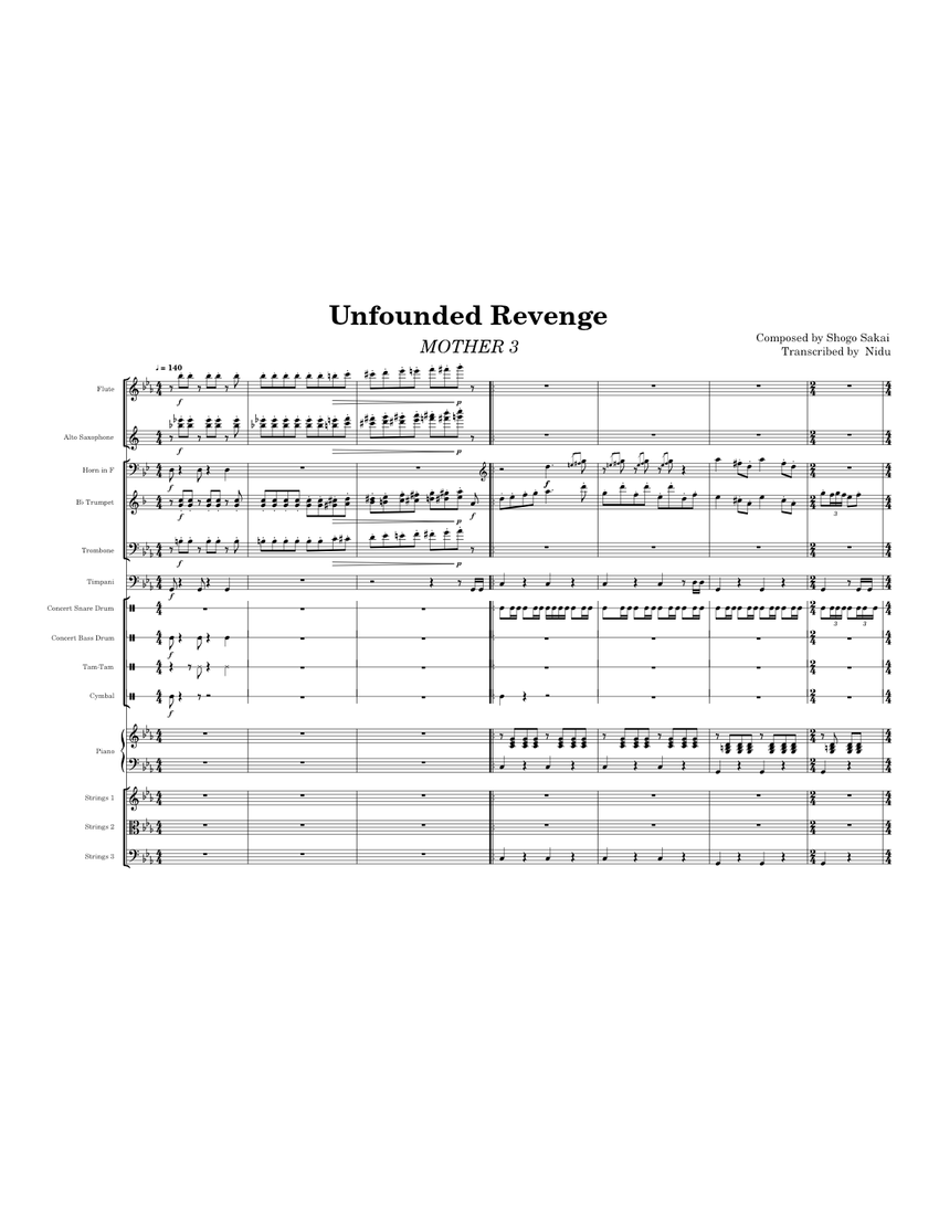 Unfounded Revenge – Shogo Sakai - MOTHER 3 Sheet Music for