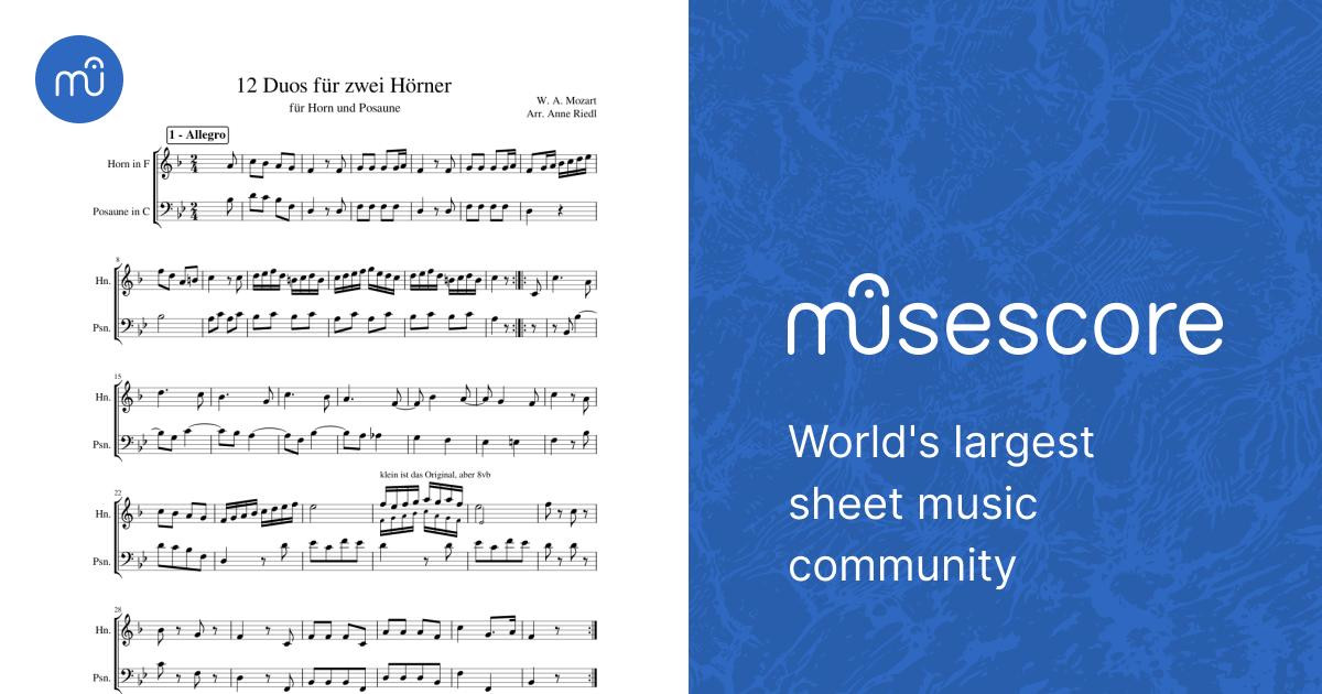 12 Duos für zwei Hörner - Mozart / Arr. für Horn (F) und