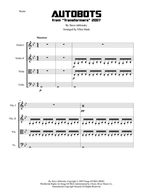 Autobots (Arr. Ellen Harle) - Steve Jablonsky (String Quartet)