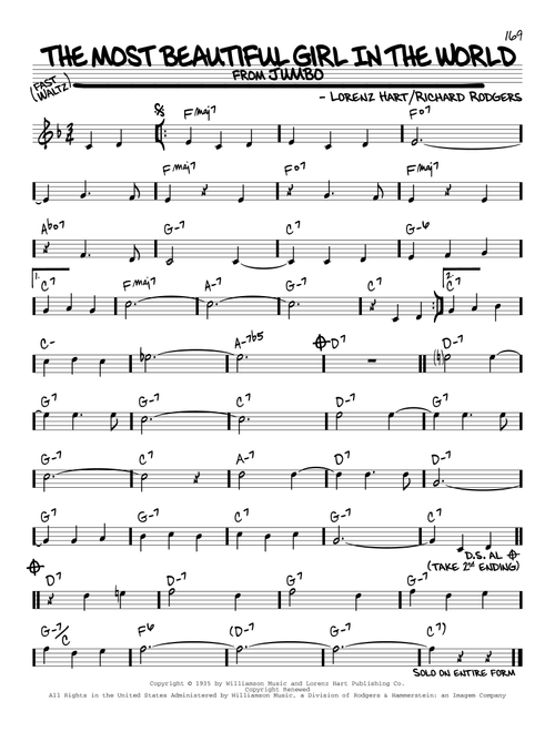 The Most Beautiful Girl In The World - Rodgers & Hart (Real Book - Melody-Chords)