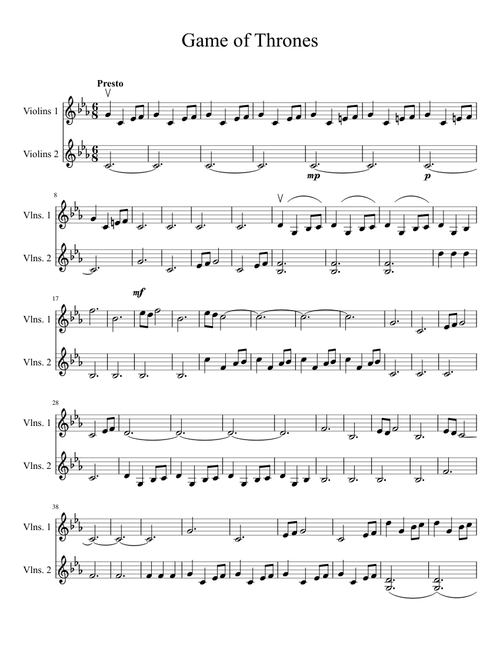 Game of Thrones violin duet