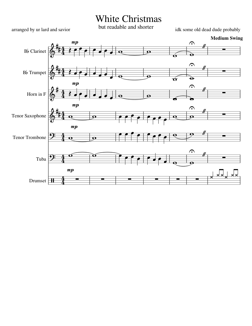 White Christmas Sheet music for Tuba, Clarinet other, Trumpet other ...