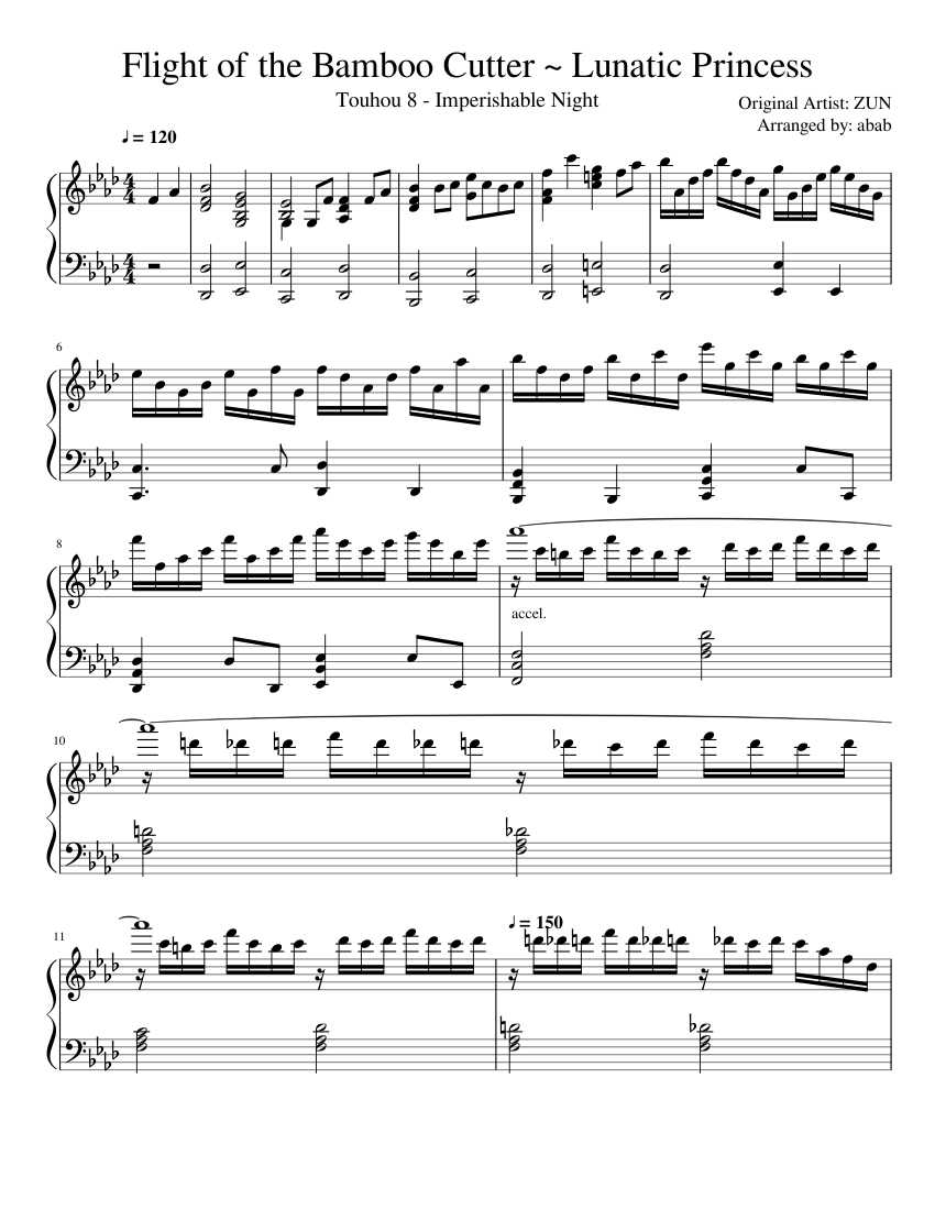 Flight of the Bamboo Cutter ~ Lunatic Princess Sheet music