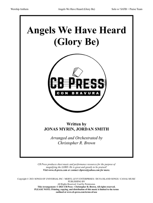 Angels We Have Heard (glory Be) (Arr. Christopher R. Brown) - Jonas Myrin, Jordan Smith (Choral, SATB)