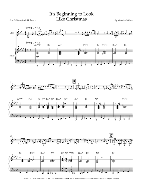 It's Beginning To Look Like Christmas (Arr. Debra E. Stempien, Gregory H. Turner) - Johnny Mathis (Clarinet and Piano)