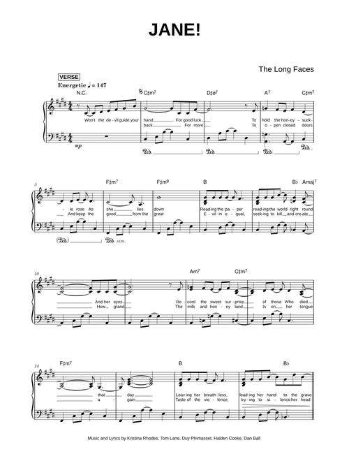 Jane! - The Long Faces (Piano)