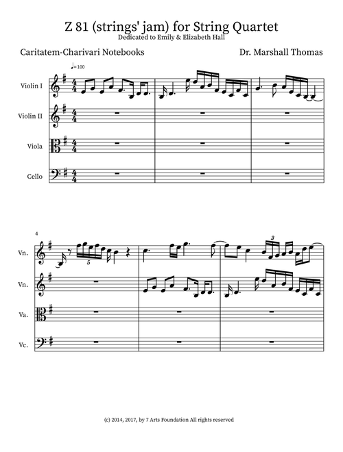 Z 81 (strings' jam) for String Quartet - Celebrity Chamber Players (Small Ensemble)