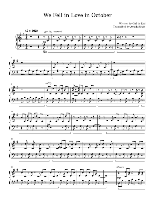 We Fell in Love in October (Piano)