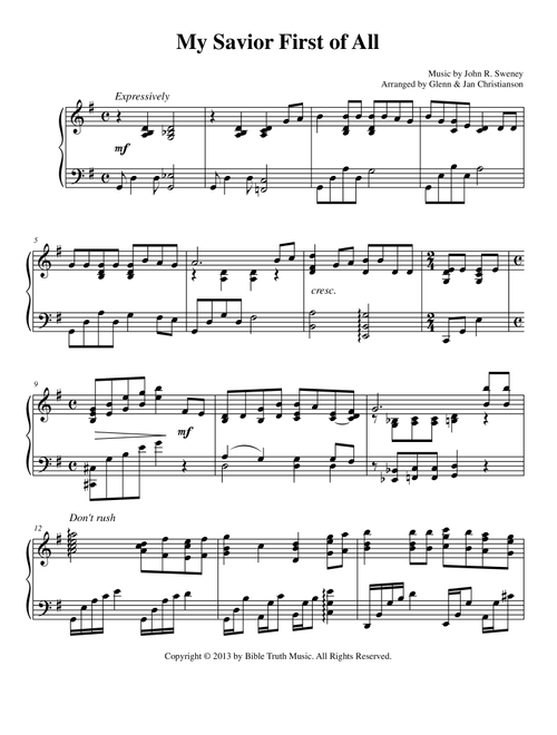 My Savior First Of All (Arr. Glenn & Jan Christianson) - John R. Sweney (Piano Solo)