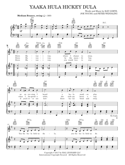 Yaaka Hula Hickey Dula - Edward Ray Goetz (Piano-Vocal-Guitar)