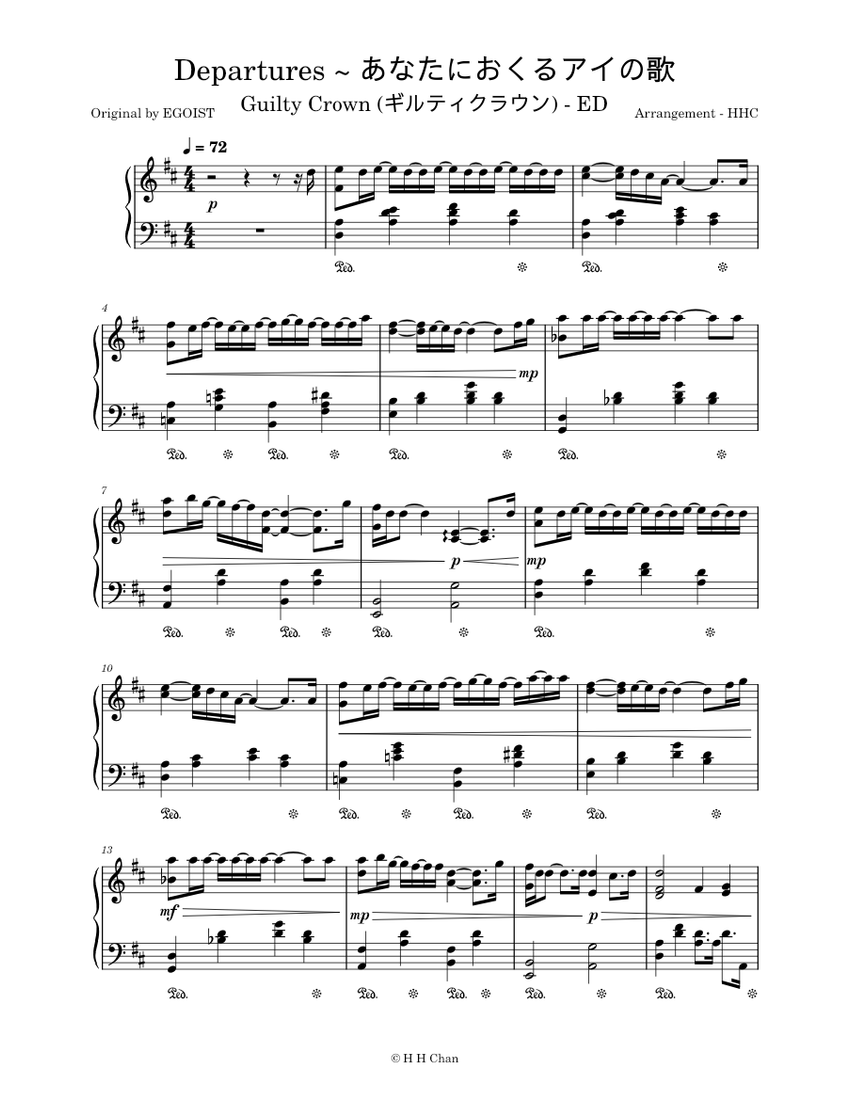 Departures Egoist Guilty Crown Ed Piano Tutorial Departures Egoist Guilty Crown Ed Piano Tutorial