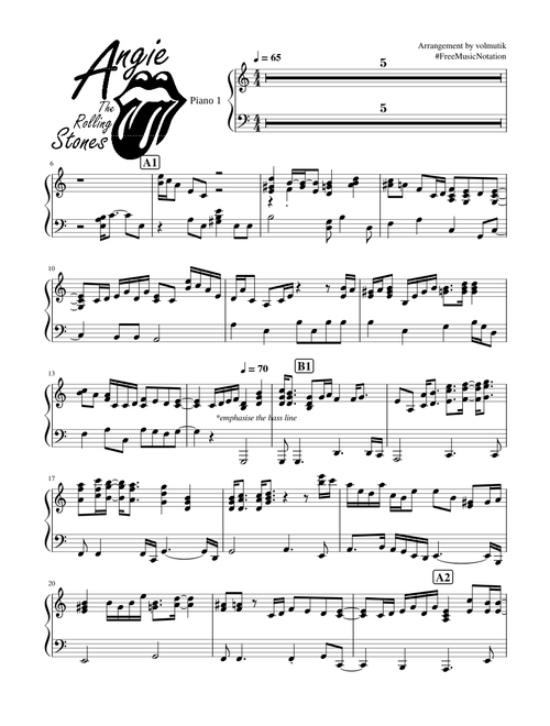 Angie (piano part) - The Rolling Stones