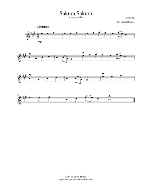 Sakura Sakura - for easy violin (Arr. Samuel Stokes) - Traditional (Violin Solo)