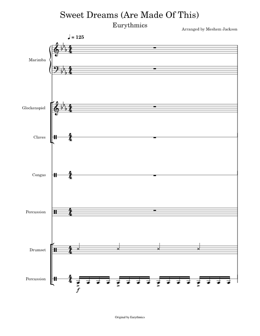 Sweet Dreams (Are Made Of This) – Percussion Ensemble Sheet Music
