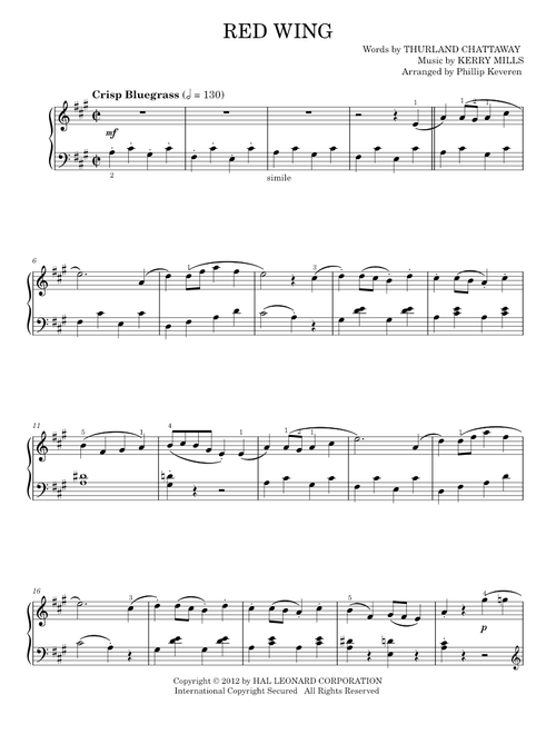 Red Wing - Kerry Mills, Phillip Keveren (Piano Solo)