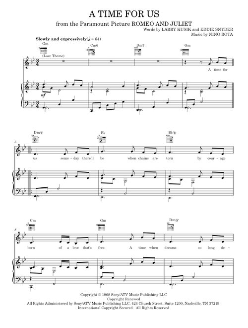 A Time For Us (Love Theme) - Nino Rota (Piano-Vocal-Guitar)