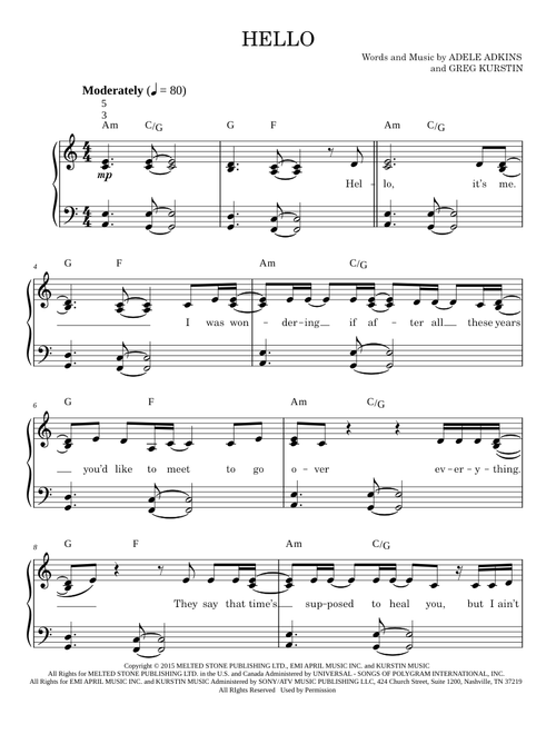 Hello - Adele (Easy Piano)