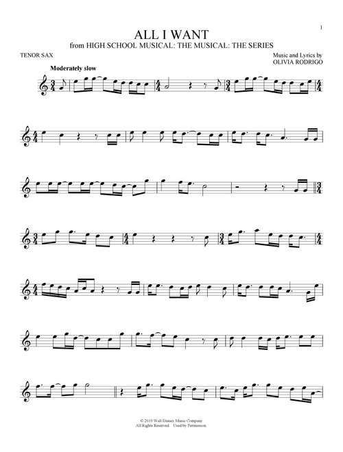All I Want (from High School Musical: The Musical: The Series) - Olivia Rodrigo (Tenor Sax Solo)